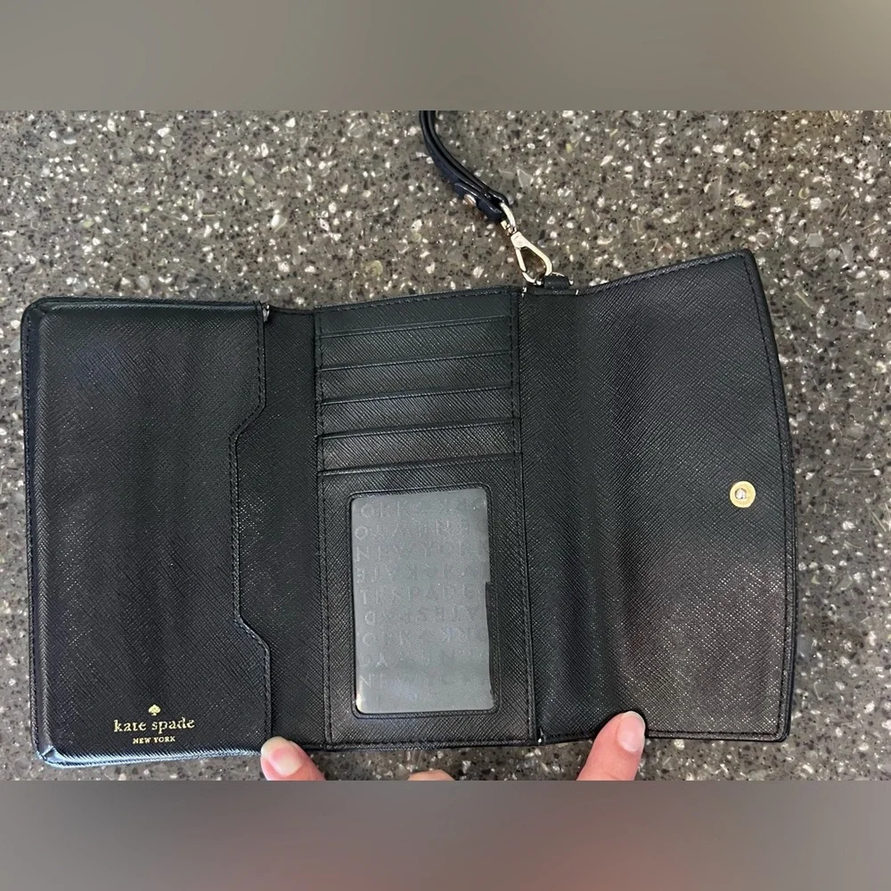 Kate Spade Black Laurel Way Iphone Wristlet Wallet | Leather Passport Travel
